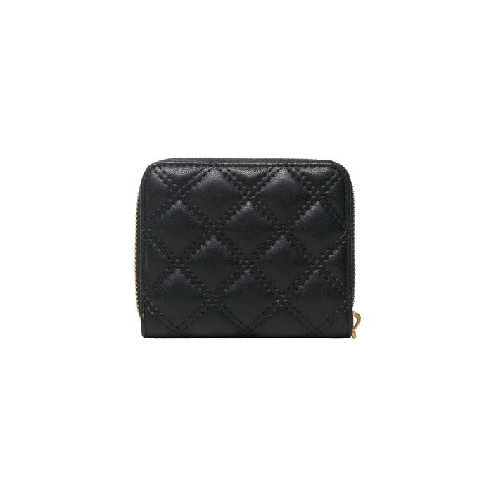 Guess Logo Quilted Black Vegan Leather Zip Clutch Purse