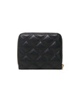 Guess Logo Quilted Black Vegan Leather Zip Clutch Purse