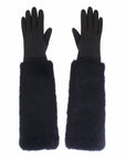 Dolce & Gabbana Leather & Fur Long Gloves - Black