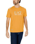 EA7 By Emporio Armani Logo Cotton-Blend Athleisure T-Shirt - Yellow, Mustard