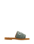 Chloé Cotton Green Resort Flat Sandals