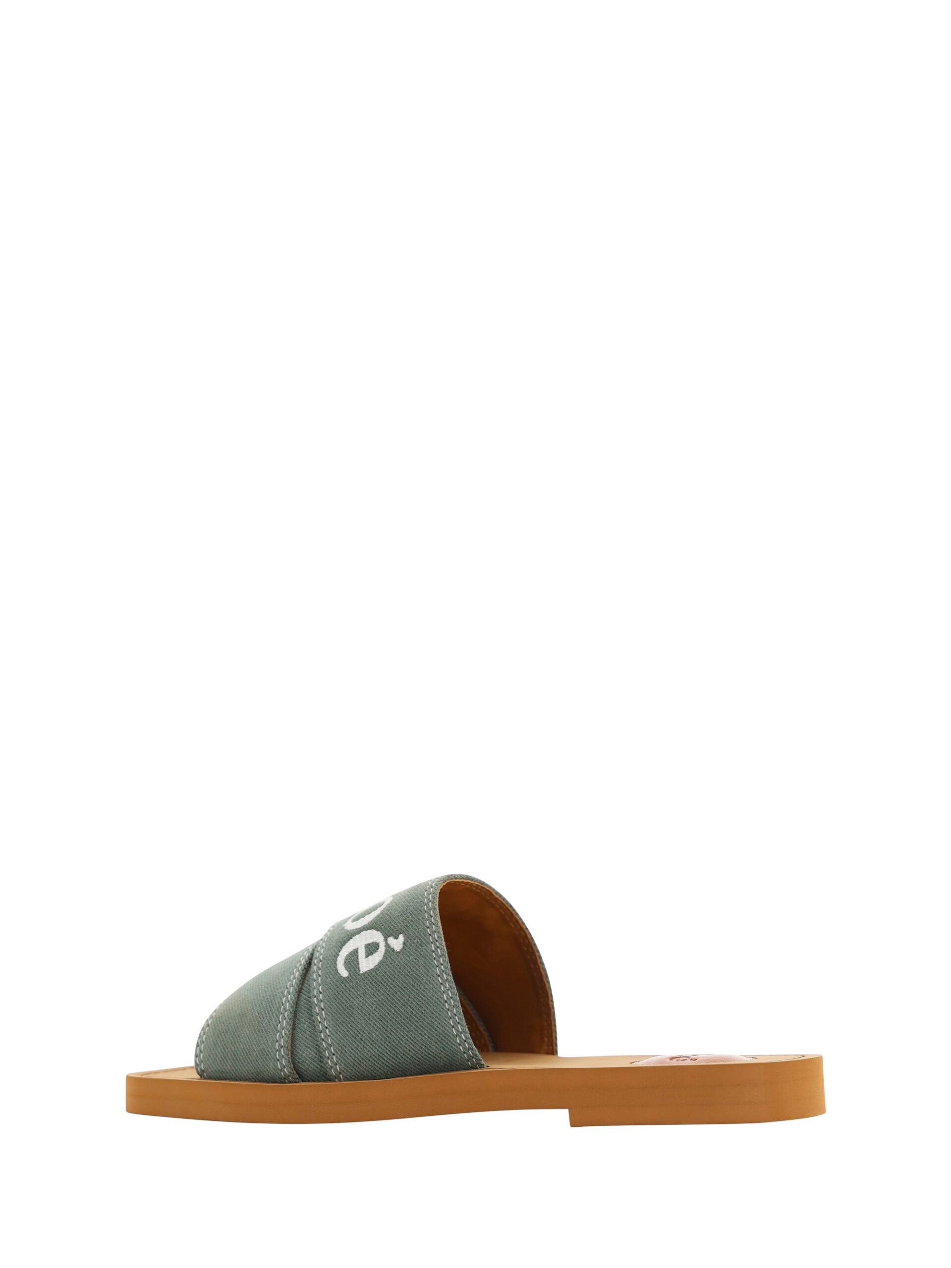 Chloé Cotton Green Resort Flat Sandals