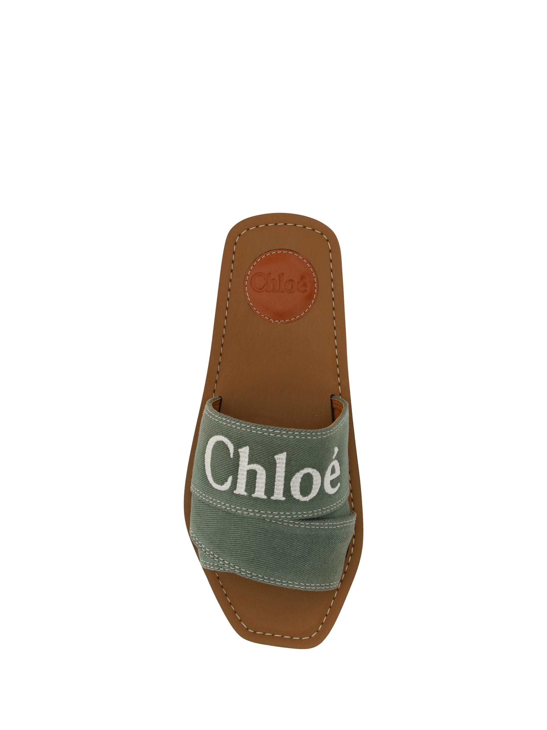 Chloé Cotton Green Resort Flat Sandals