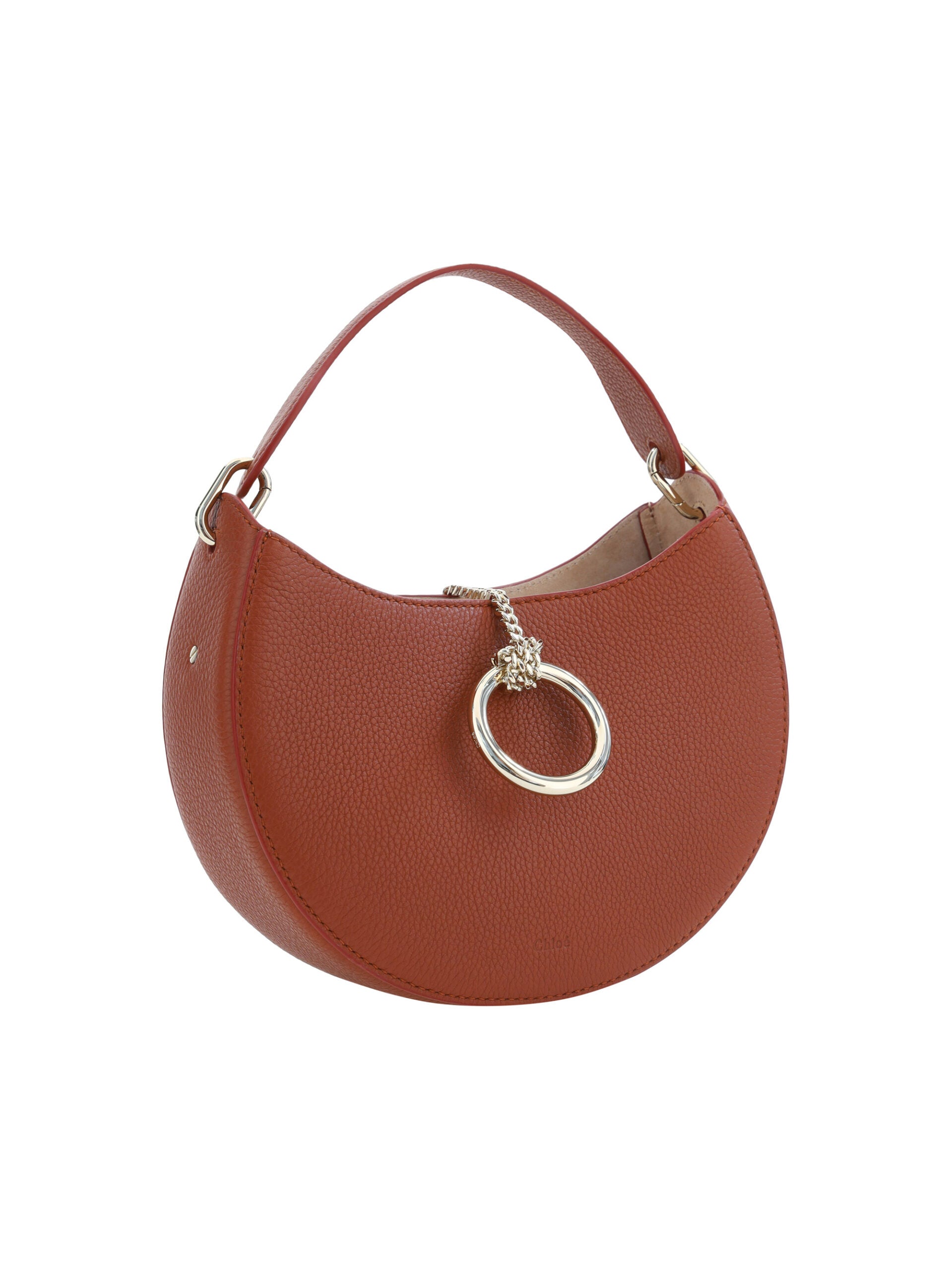 Chloé Brown Small Crescent Arlène Leather Shoulder Bag