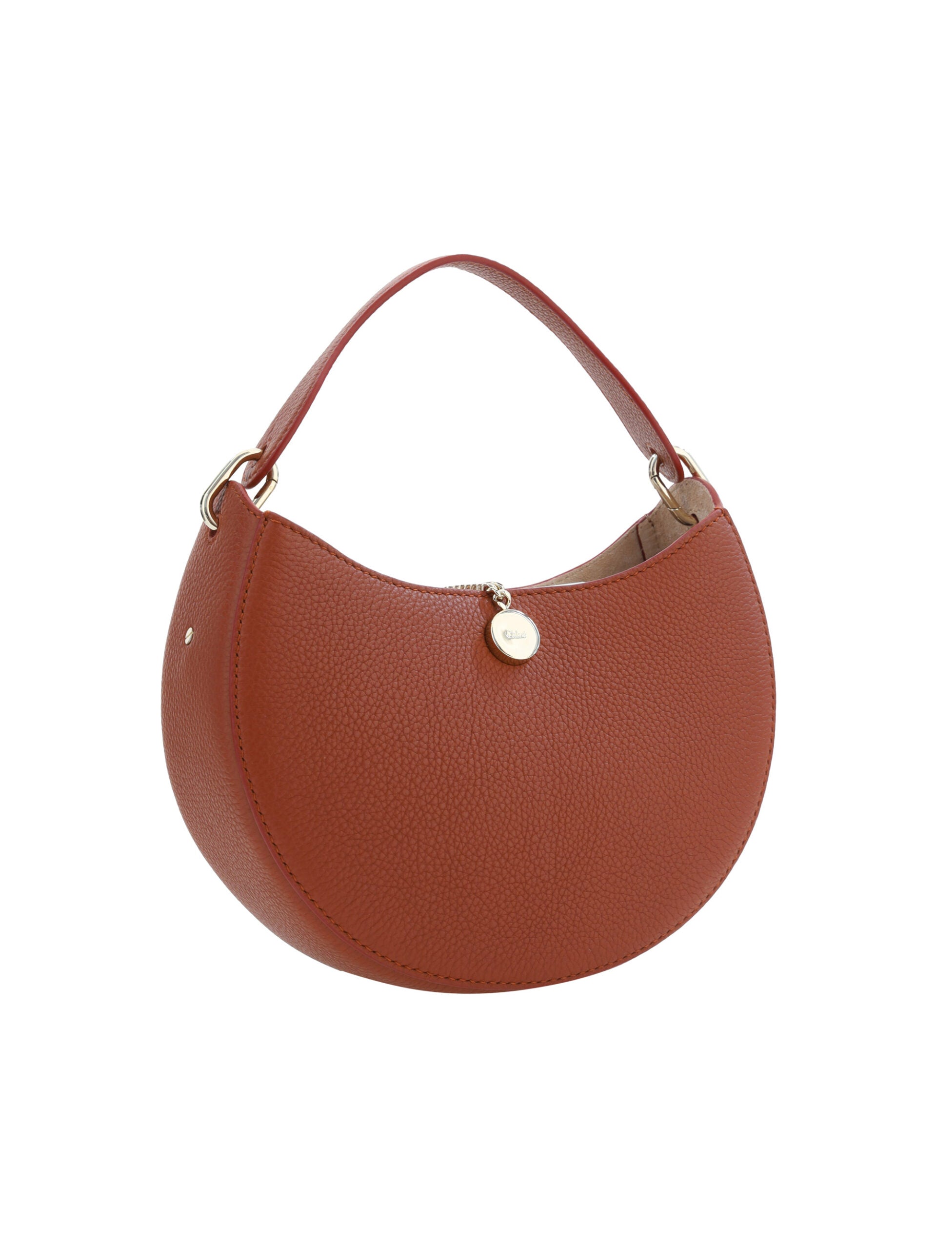 Chloé Brown Small Crescent Arlène Leather Shoulder Bag