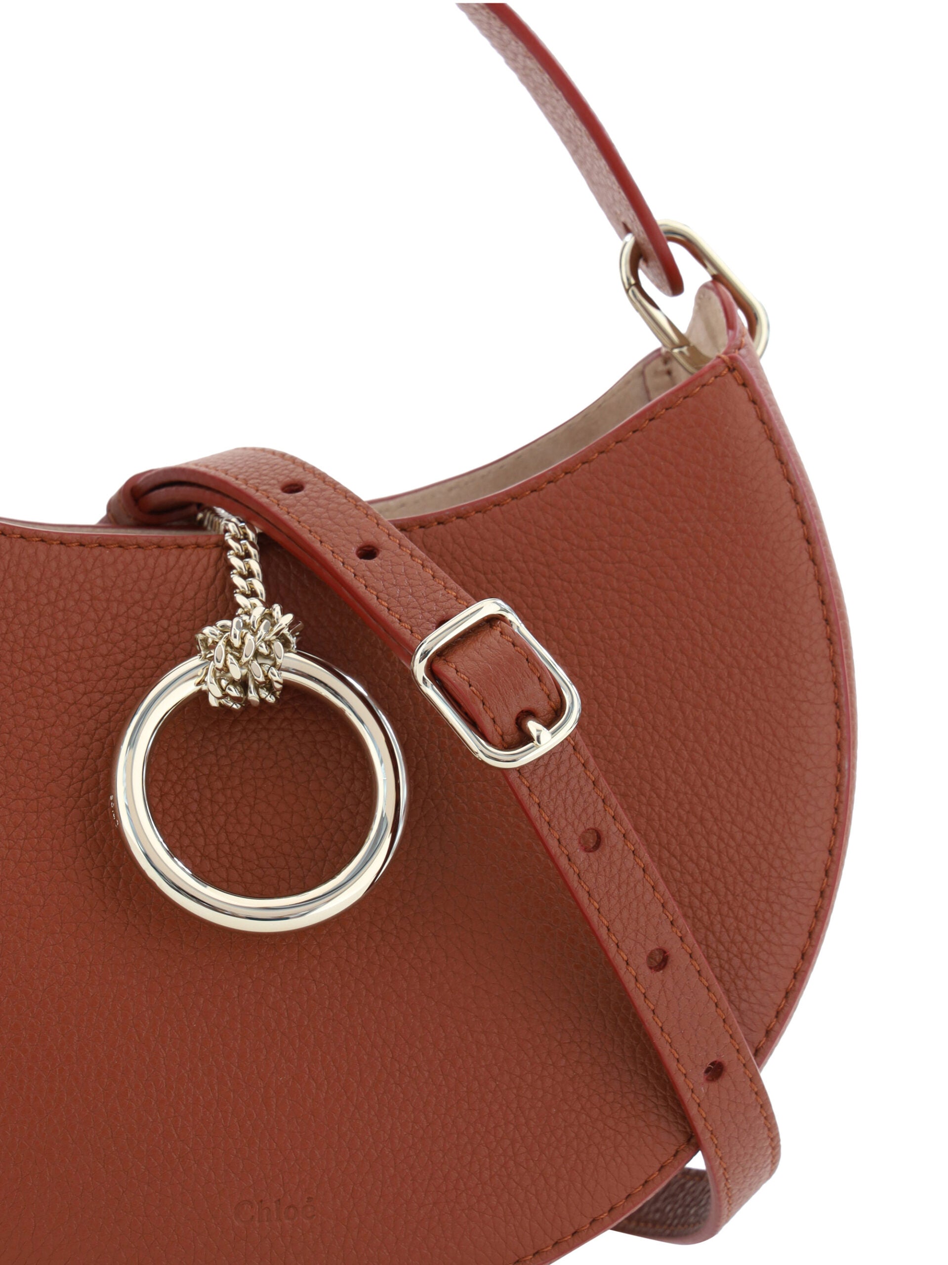Chloé Brown Small Crescent Arlène Leather Shoulder Bag