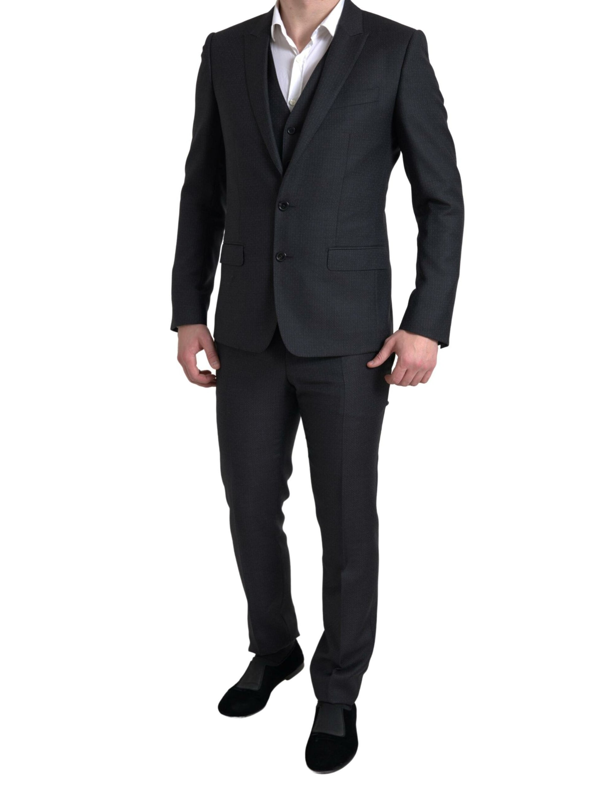 Dolce & Gabbana Martini Vest, Blazer & Pants 3-Piece Suit - Black