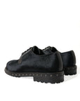 Dolce & Gabbana Black Fur-Leather Derby Dress Shoes