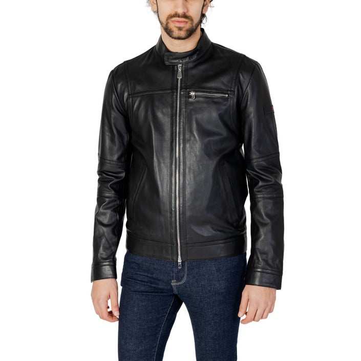 Peuterey Minimalist Racer 100% Leather Jacket - black