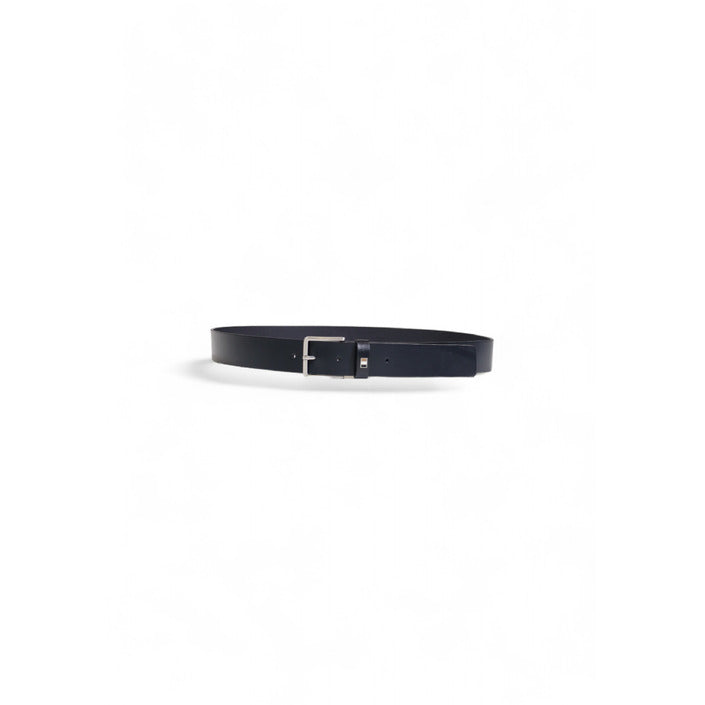 Boss Logo Genuine Leather Darkest Blue Belt With Square Buckle