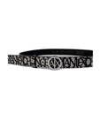 Armani Exchange Logo Monogram Round Buckle Belt