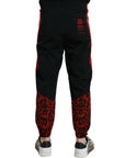 Dolce & Gabbana Black Red Leopard Jogger Pants