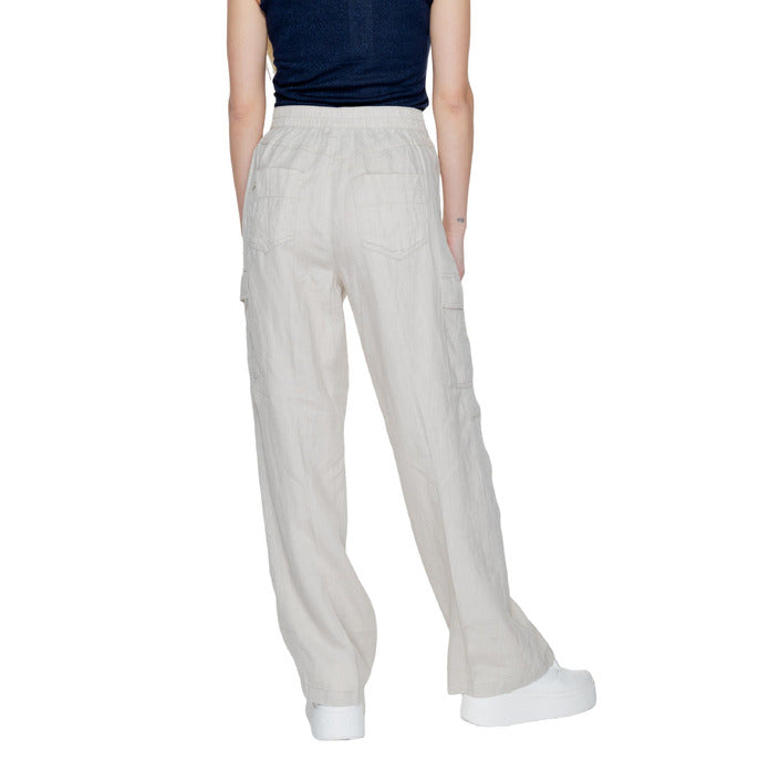 Street One 100% Linen Wide Leg Baggy Cargo Pants