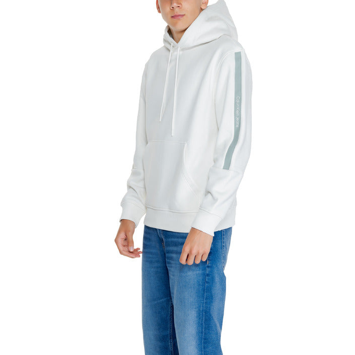 Calvin Klein Jeans Logo Hooded Pullover - white