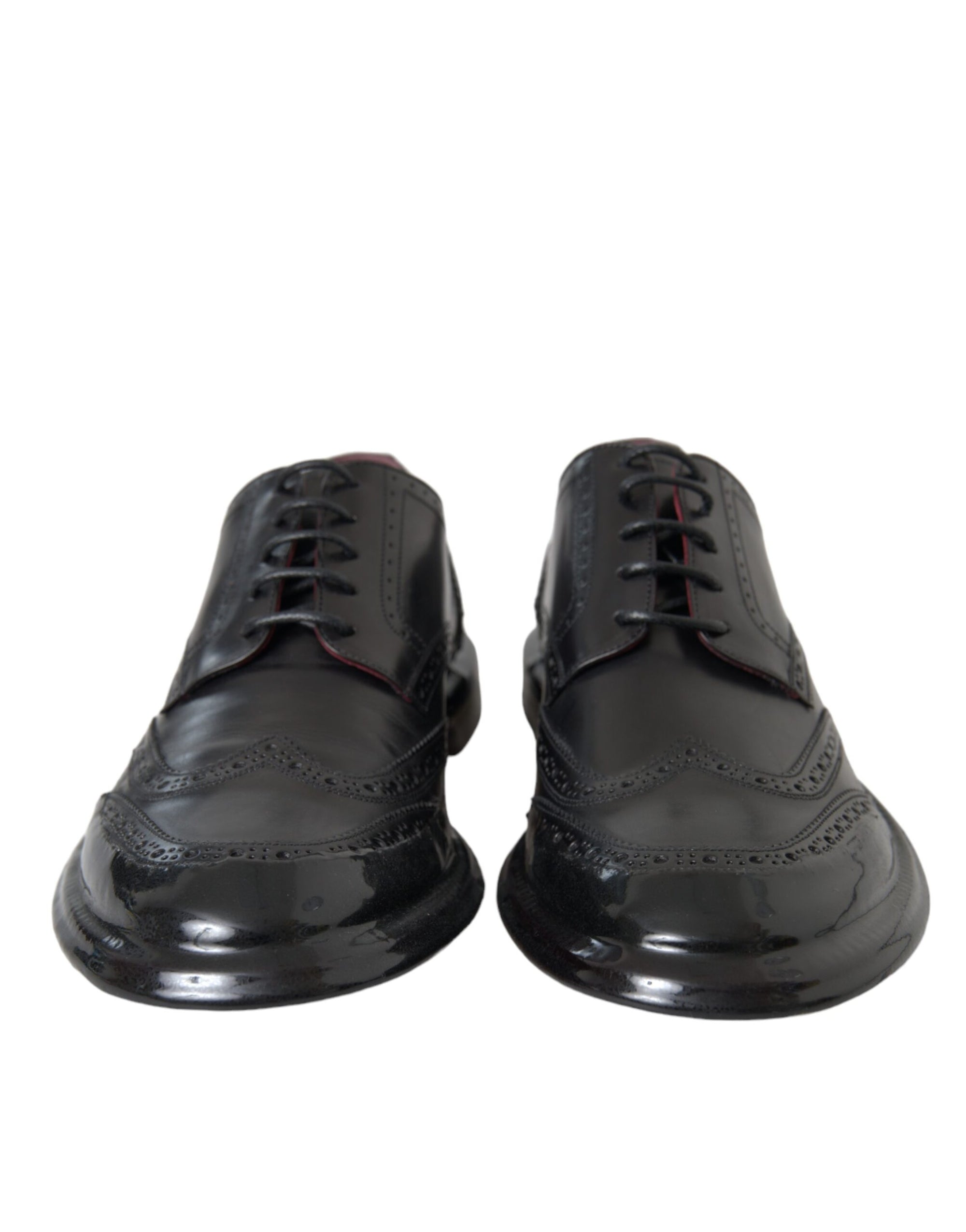 Dolce & Gabbana Black Leather Derby Wingtip Dress Shoes