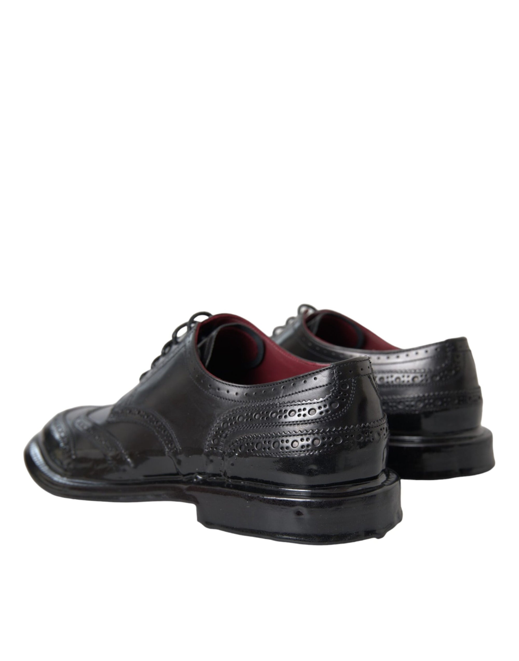 Dolce & Gabbana Black Leather Derby Wingtip Dress Shoes