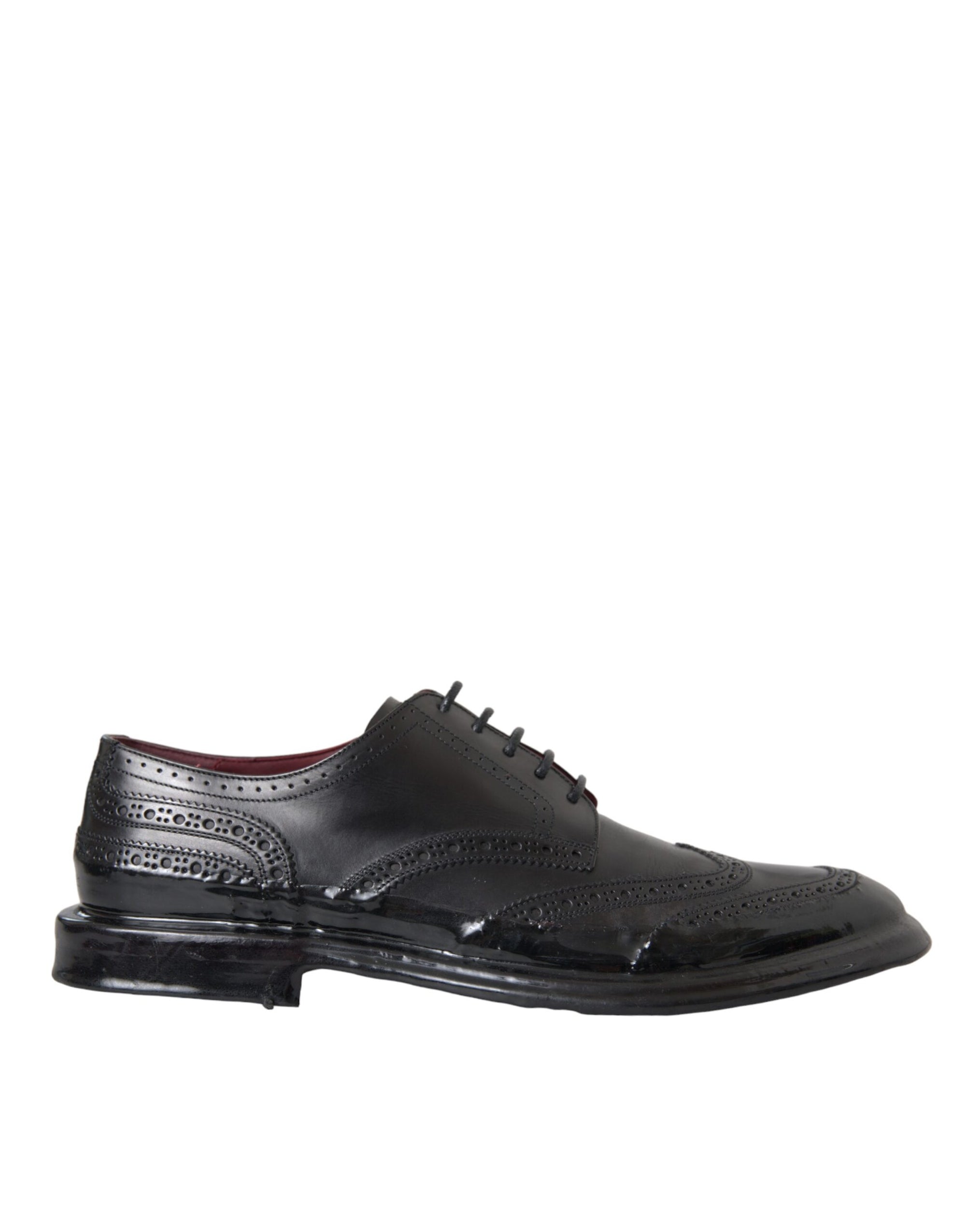 Dolce & Gabbana Black Leather Derby Wingtip Dress Shoes