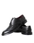 Dolce & Gabbana Black Leather Derby Wingtip Dress Shoes
