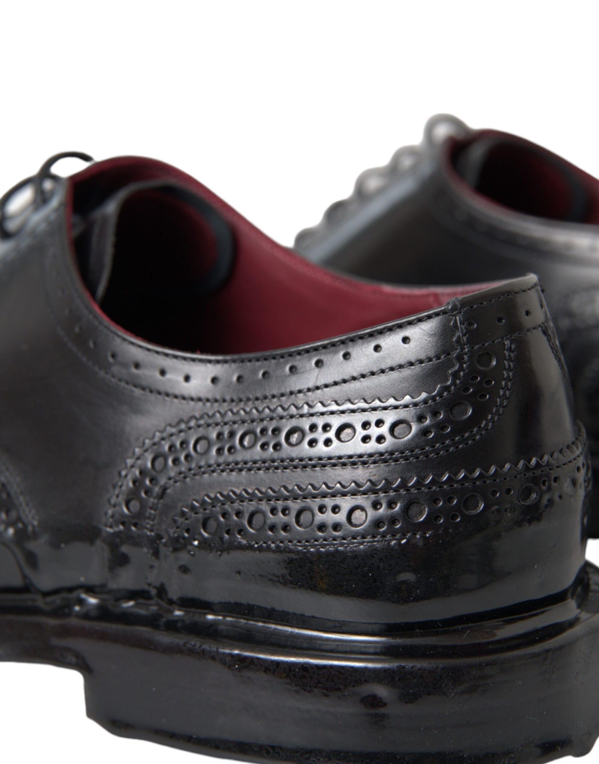 Dolce &amp; Gabbana Black Leather Derby Wingtip Dress Shoes