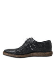 Dolce & Gabbana Black Woven Leather Lace-Up Casual Derby Shoes