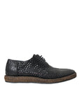 Dolce & Gabbana Black Woven Leather Lace-Up Casual Derby Shoes