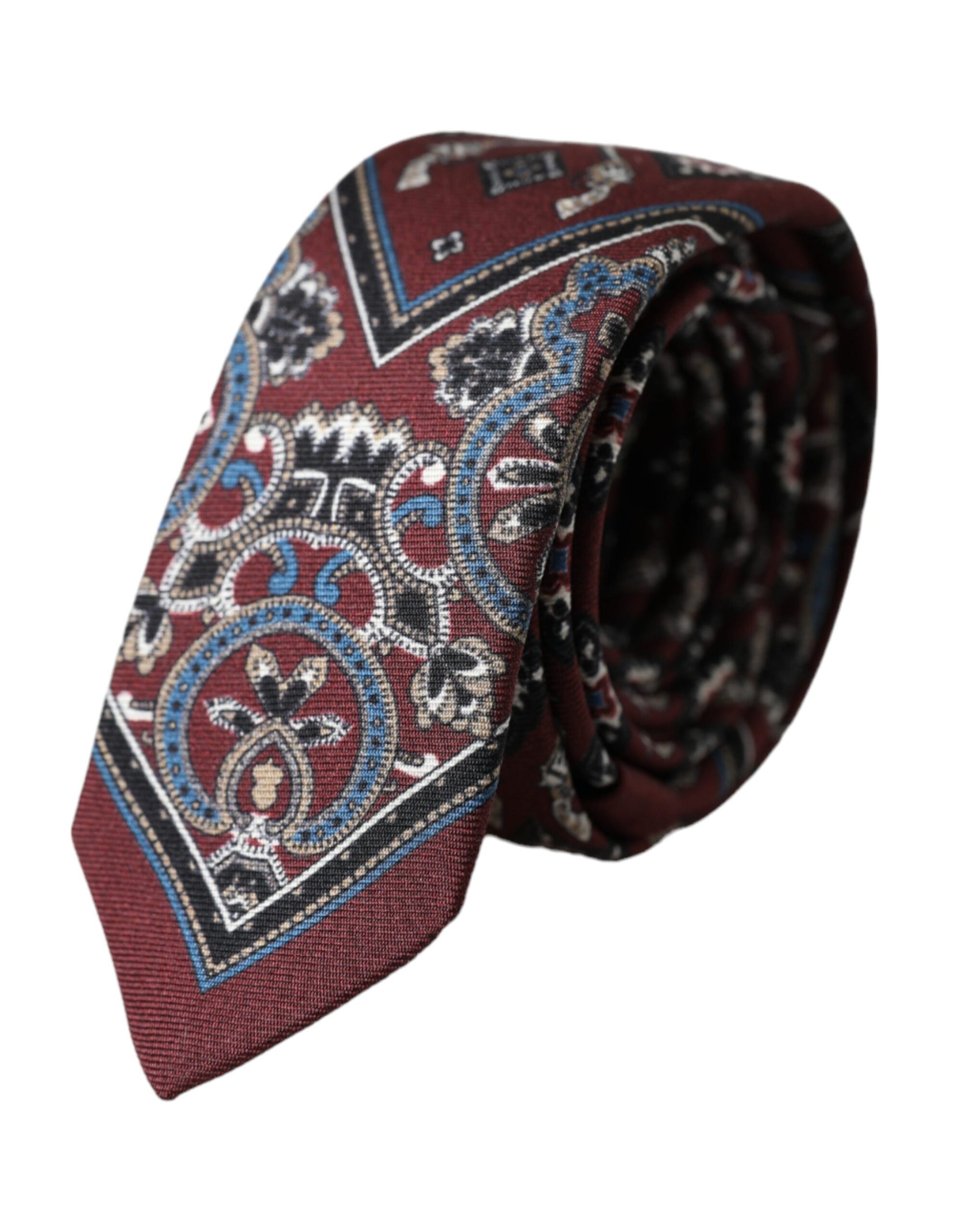 Dolce & Gabbana Brocade Pattern Silk Suit Tie - Bordeaux