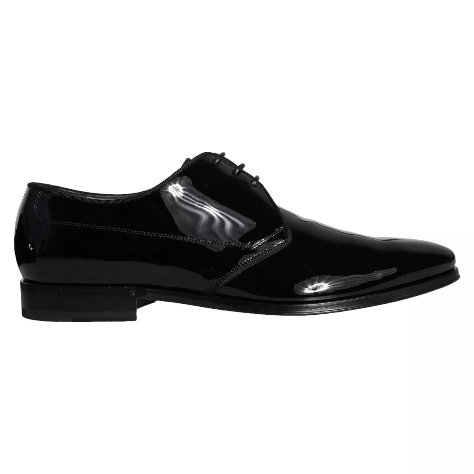 Dolce & Gabbana Black Wet-Look Leather Derby Dress Shoes