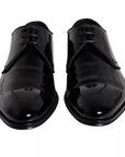 Dolce & Gabbana Black Wet-Look Leather Derby Dress Shoes