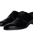 Dolce & Gabbana Black Wet-Look Leather Derby Dress Shoes