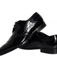 Dolce & Gabbana Black Wet-Look Leather Derby Dress Shoes