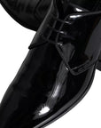 Dolce & Gabbana Black Wet-Look Leather Derby Dress Shoes