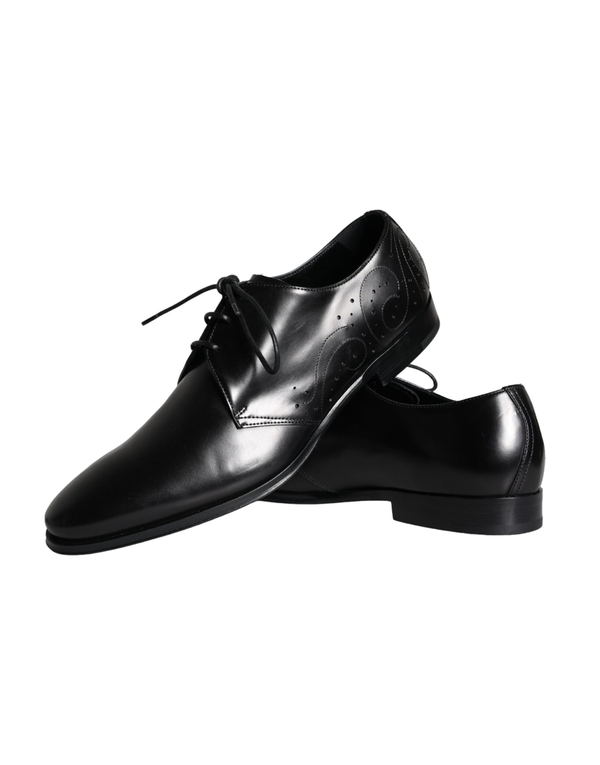 Dolce &amp; Gabbana Black Leather Brogue Derby Dress Shoes