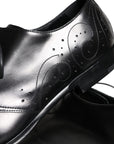 Dolce & Gabbana Black Leather Brogue Derby Dress Shoes