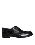 Dolce & Gabbana Black Leather Floral Lace Derby Shoes