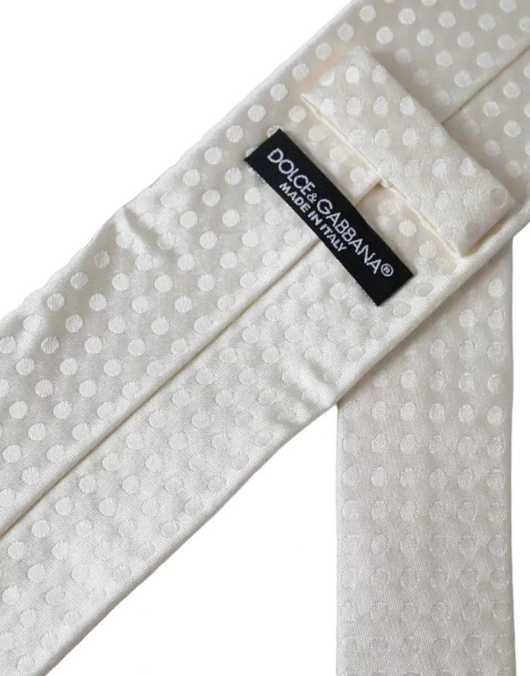 Dolce & Gabbana Dotted Silk Suit Tie - White