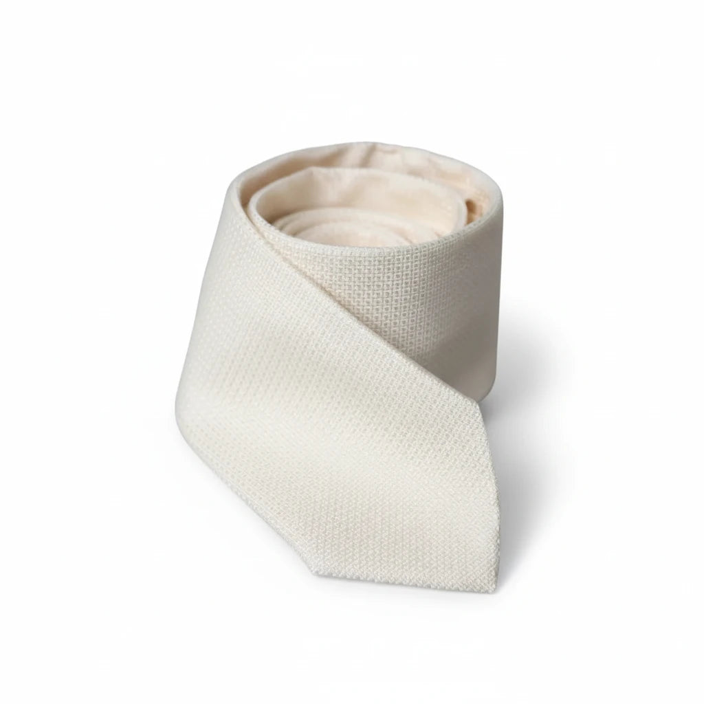 Dolce & Gabbana Off White Silk Slim Suit Tie