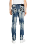 Icon Logo Distressed & Ripped Heavy Whisker Bleached Skinny Jeans