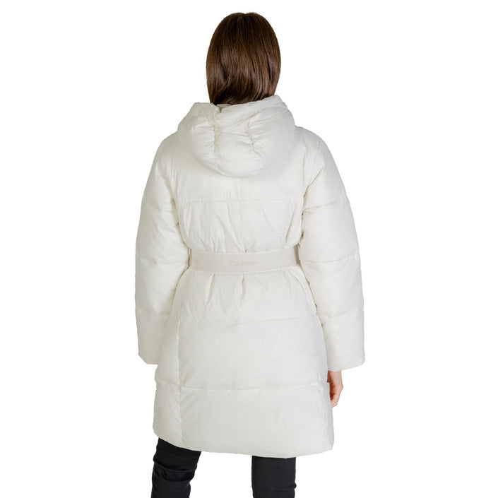 Calvin Klein Jeans Logo White Parka Jacket With Waist Belt