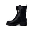 Guess Logo Buckle Lace Up All Black Boots