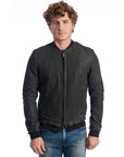 Roberto Pepe Luxury Leather Bomber Jacket - Charcoal - Made In Italy