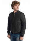 Roberto Pepe Lambskin Bomber Leather Jacket - Charcoal