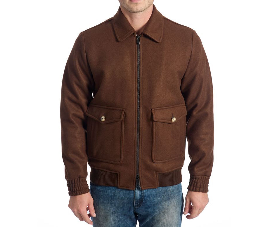Roberto Pepe Wool Bomber Jacket - Brown
