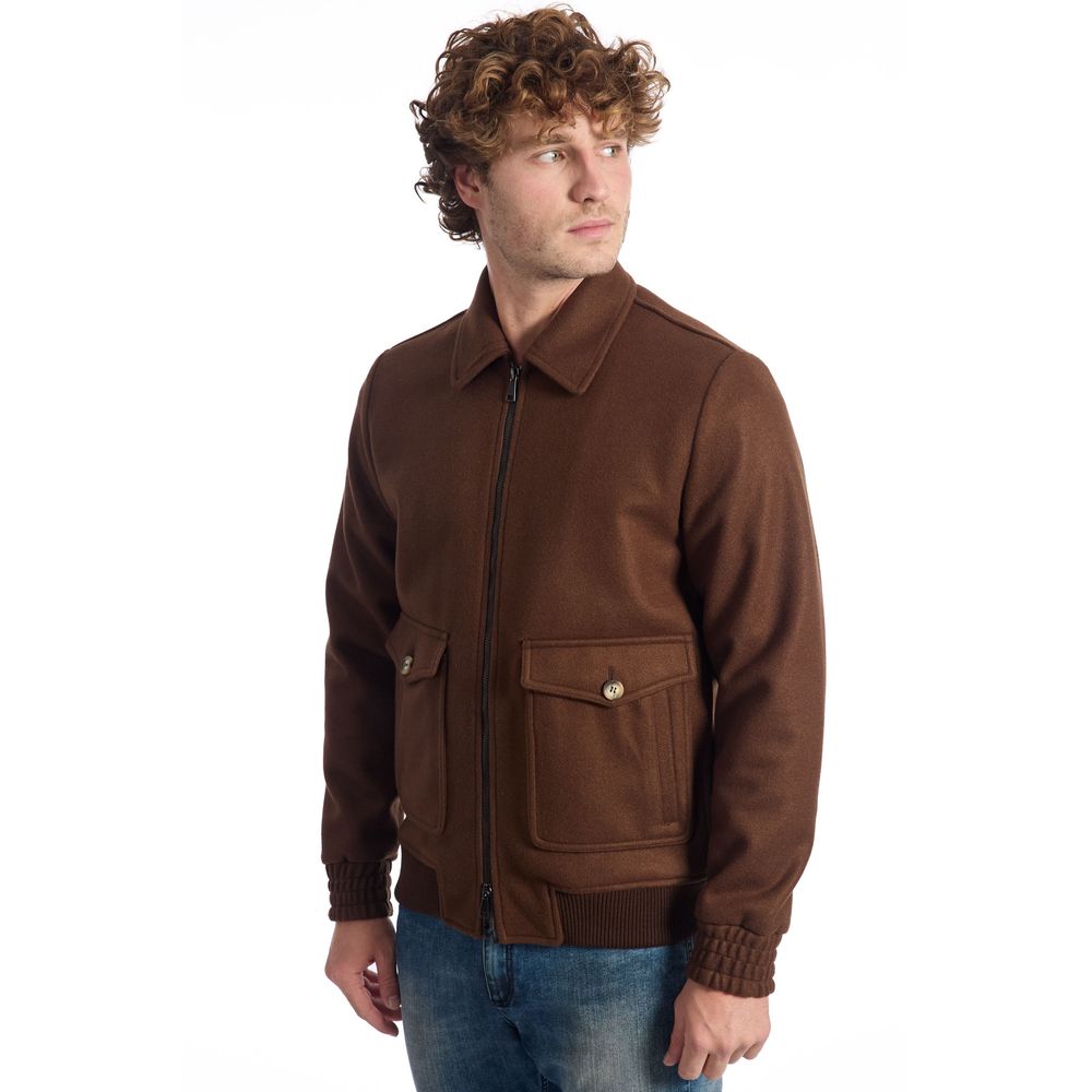 Roberto Pepe Wool Bomber Jacket - Brown