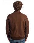 Roberto Pepe Luxury Wool Bomber Jacket - Brown - Made In Italy