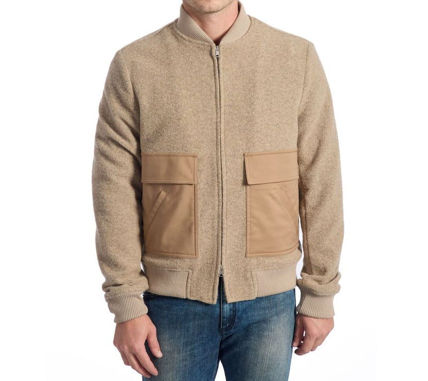 Roberto Pepe Luxury Wool-Marabou Jacket - Beige - Made In Italy