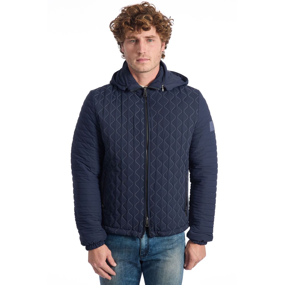 Roberto Pepe Luxury Hooded Quilted Jacket - Blue