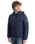 Roberto Pepe Luxury Hooded Quilted Jacket - Blue