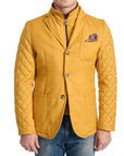 Roberto Pepe Luxury Double Collar Short Coat - Yellow - Made In Italy