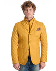 Roberto Pepe Luxury Double Collar Short Coat - Yellow - Made In Italy