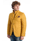 Roberto Pepe Luxury Double Collar Short Coat - Yellow - Made In Italy